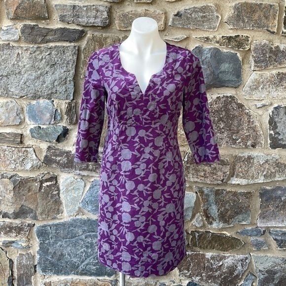 Boden Dresses & Skirts - Boden Slit Neck Printed Corduroy Sheath Dress in Purple & Gray Size 6 Regular